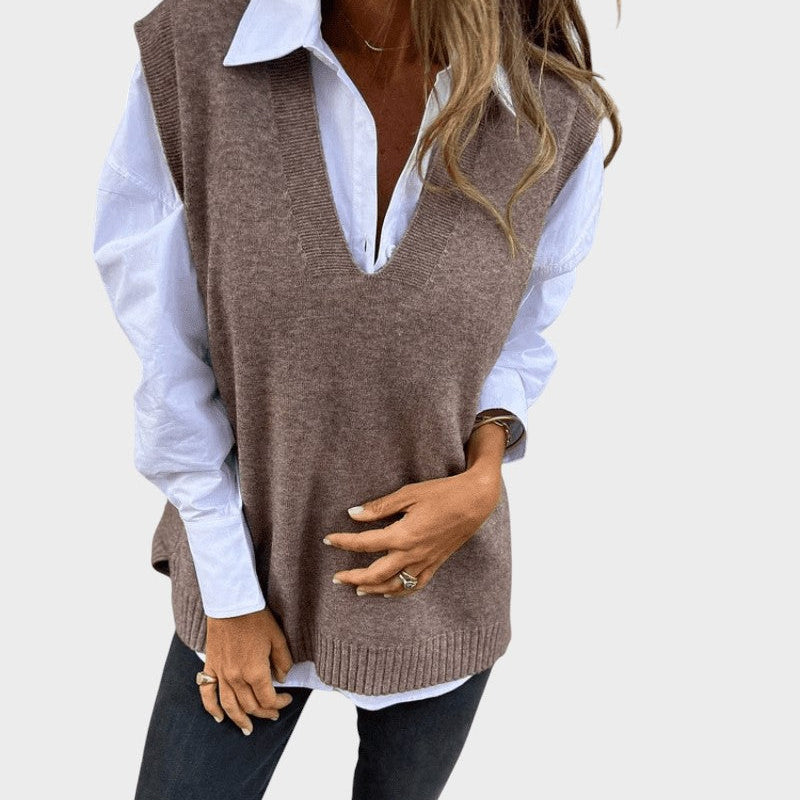 Hana ™ ｜Stickad väst utan ärmar 