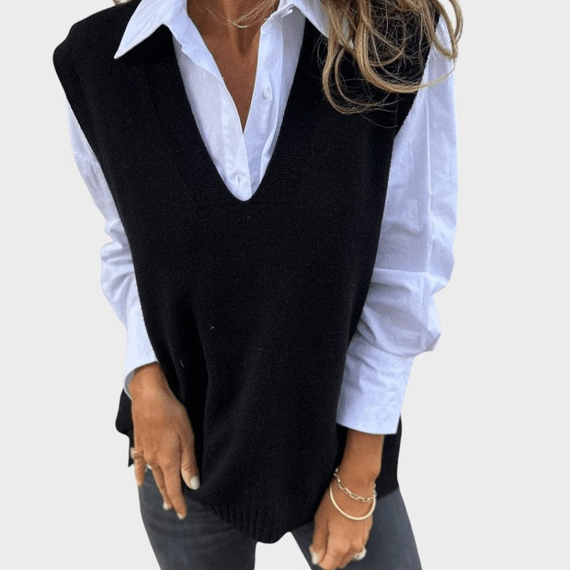 Hana ™ ｜Stickad väst utan ärmar 