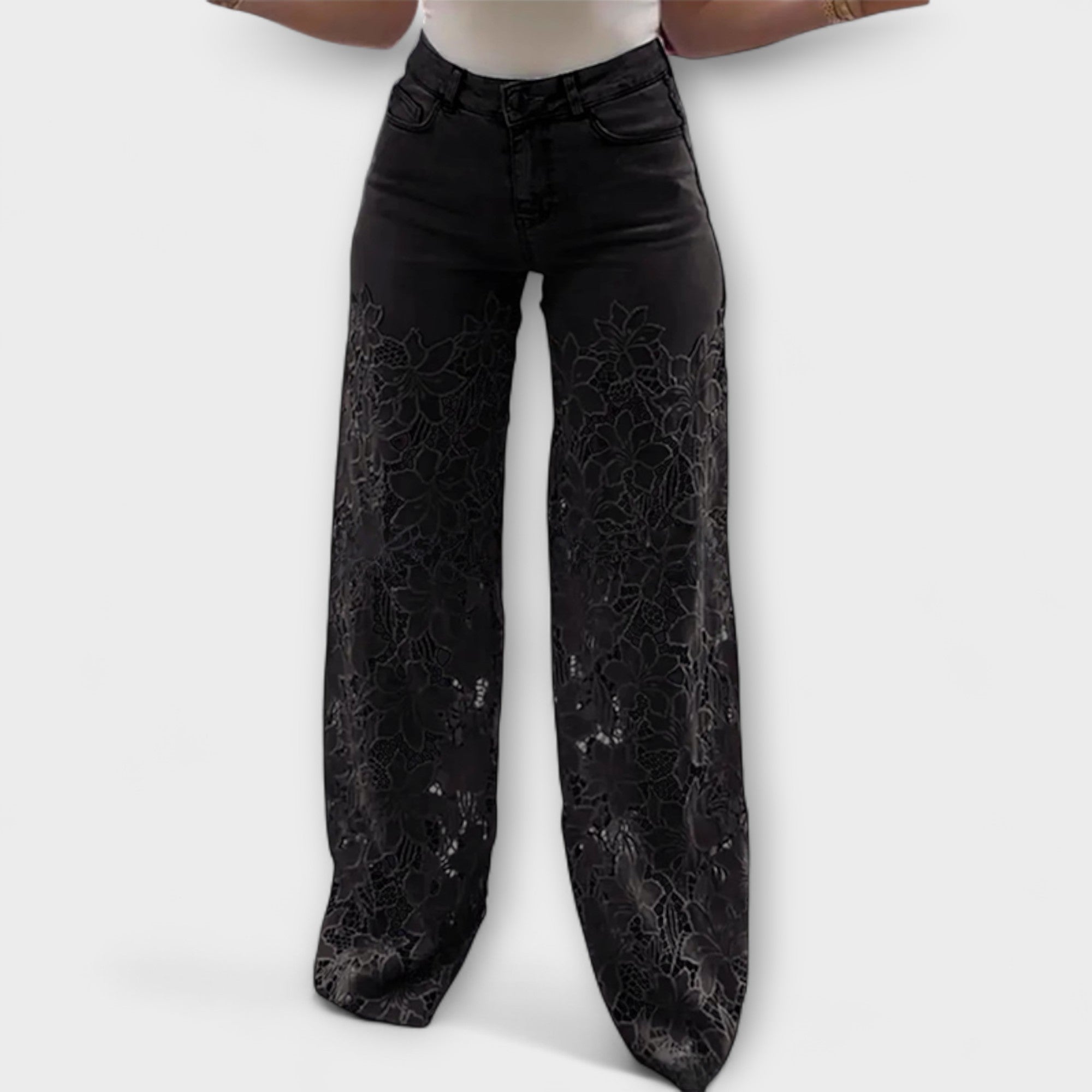 Soňa ™ ｜ Trendiga spets patchworkjeans